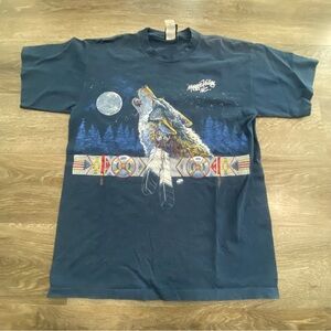 Signal Sport Wolf Moon Graphic T-Shirt Large Blue Maggie Valley NC Souvenir
